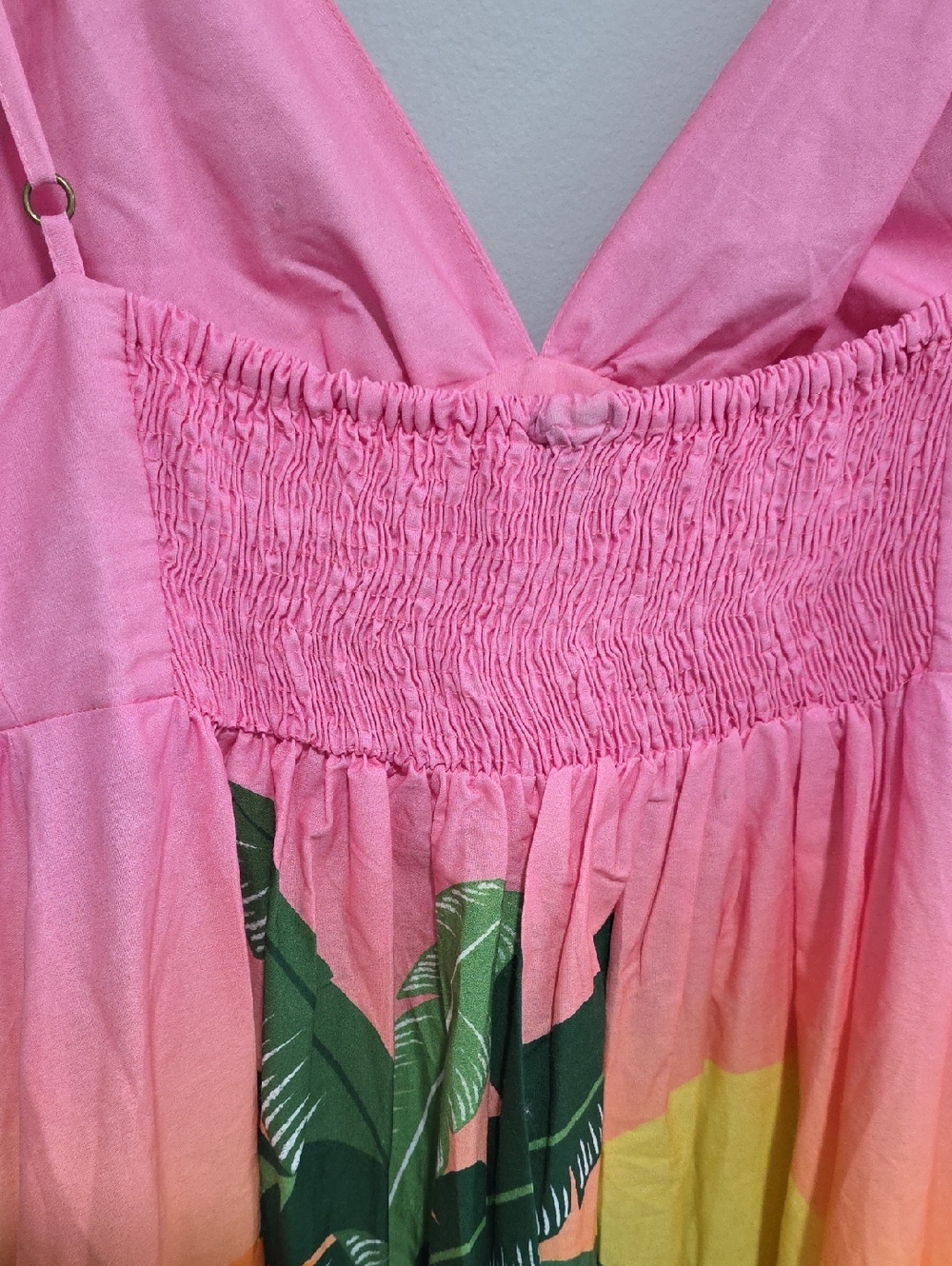 FARM RIO Tropical Sunset Toucan Palm Tree Midi Dress Size M Anthropologie - Picture 6 of 8
